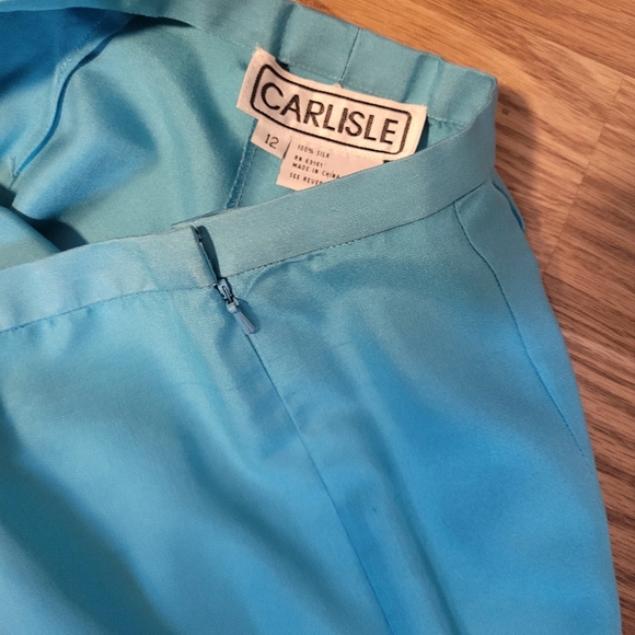 Vintage 100% Silk Turquoise Trousers by Carlisle - Picture 3 of 10